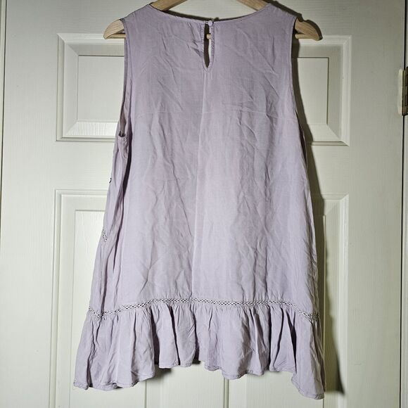 Umgee USA Womens Purple On Purple Ruffle Sleeveless Embroidered Tunic Medium - Picture 5 of 8